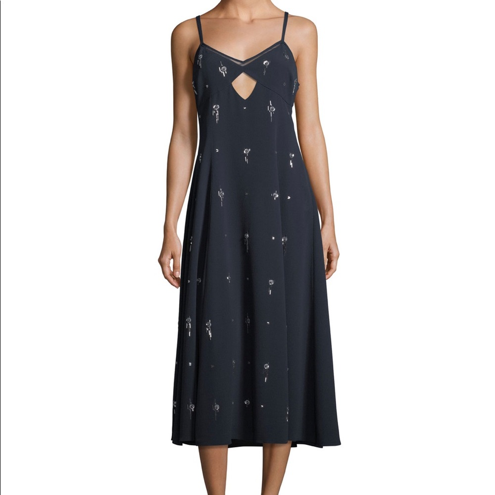 Derek Lam 10 Crosby beaded dress with sheer back and keyhole detail in front